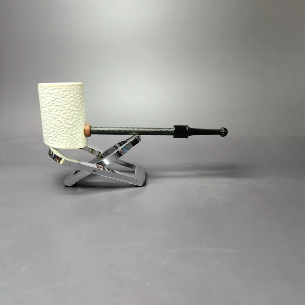 MBSD Meerschaum Deluxe Rusticated Poker Block Meerschaum Pipe, New - Image 3