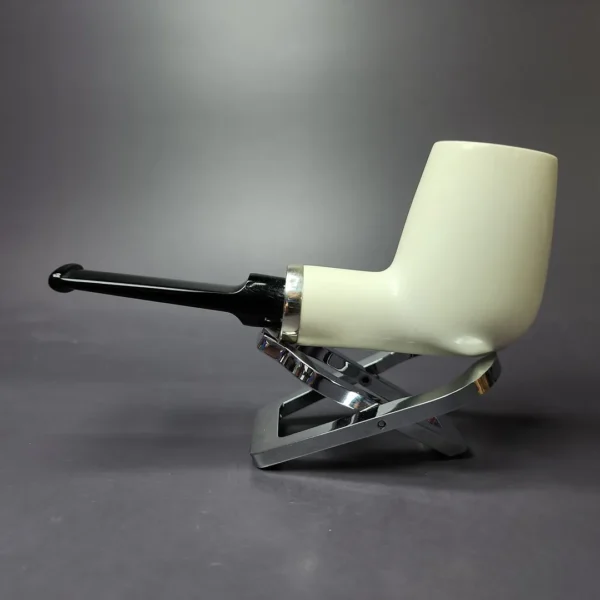 MBSD Meerschaum Silver Smooth Rev Calabash Brandy Block Meerschaum Pipe, New - Image 3