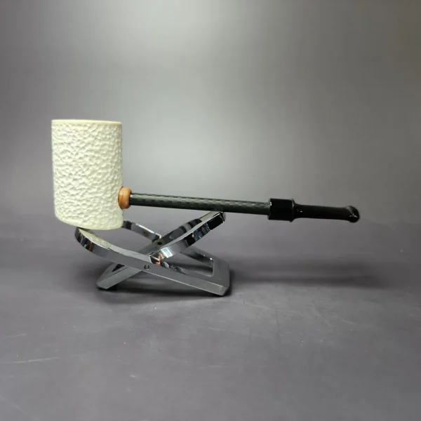MBSD Meerschaum Deluxe Rusticated Poker Block Meerschaum Pipe, New - Image 3
