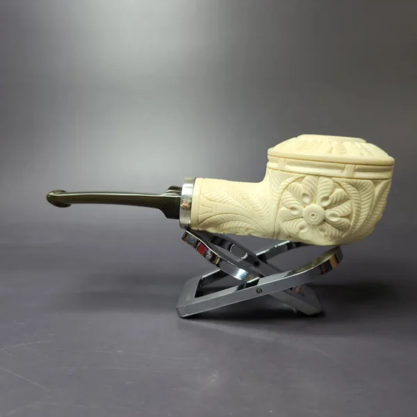 MBSD Meerschaum Silver Floral Bullcap Rev Calabash Block Meerschaum Pipe, New - Image 3