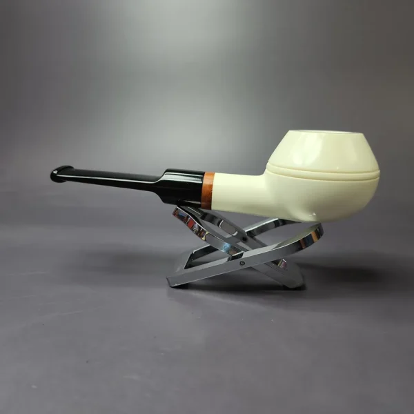 MBSD Meerschaum Deluxe Smooth Bullcap Block Meerschaum Pipe, Briar-Mortise, New - Image 3