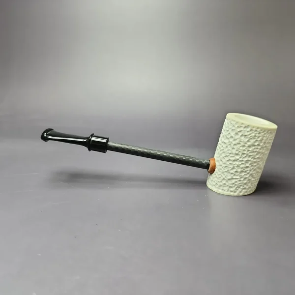 MBSD Meerschaum Deluxe Rusticated Poker Block Meerschaum Pipe, New - Image 3