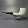 MBSD Meerschaum Deluxe Rusticated Large Billiard Block Meerschaum Pipe, Briar-Mortise, New - Image 3