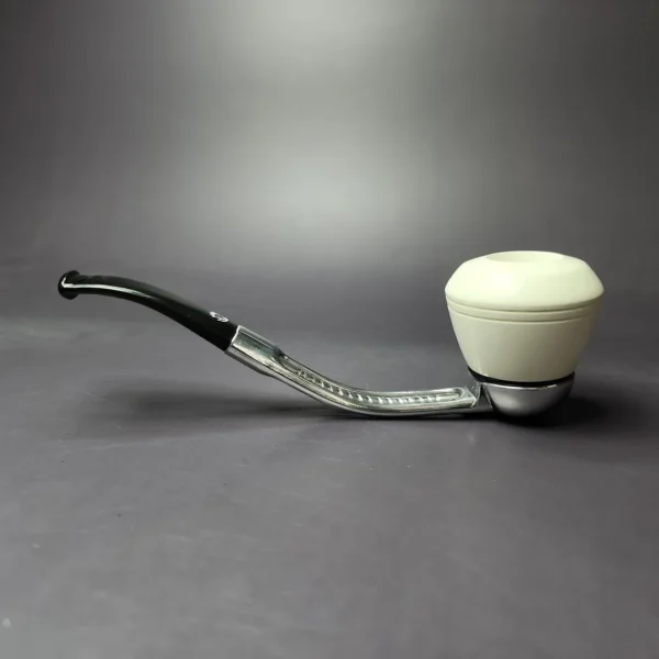 Falcon Chrome Dental w/ MBSD Meerschaum Rhodesian Block Meerschaum Bowl Pipe, New - Image 3