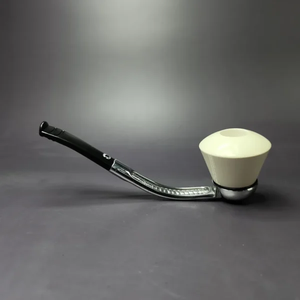 Falcon Chrome Dental w/ MBSD Meerschaum Dublin Block Meerschaum Bowl Pipe, New - Image 3