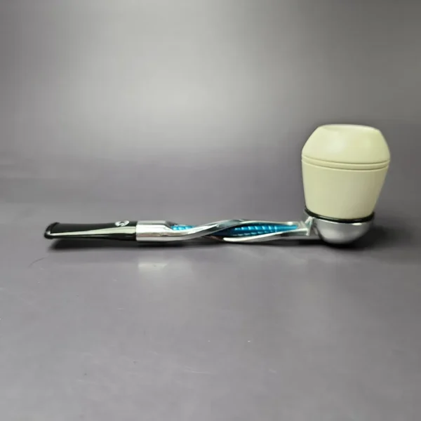 Falcon Shillelagh Blue w/ Smooth Rhodesian MBSD Meerschaum Bowl Pipe, New - Image 3