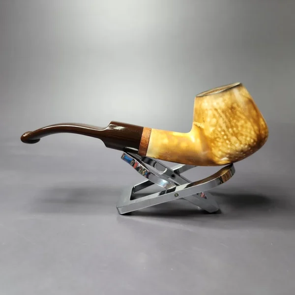MBSD Meerschaum Deluxe Smooth Fumed Brandy Block Meerschaum Pipe, Briar-Mortise, New - Image 3