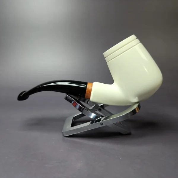 MBSD Meerschaum Deluxe Smooth Brandy Block Meerschaum Pipe, Briar-Mortise, New, 9mm - Image 3