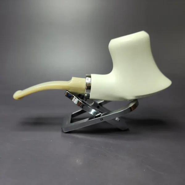 MBSD Meerschaum Silver Smooth Volcano Reverse Calabash Block Meerschaum Pipe, New - Image 4