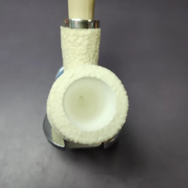 MBSD Meerschaum Silver Reverse Calabash Brick Stack Block Meerschaum Pipe, New - Image 5