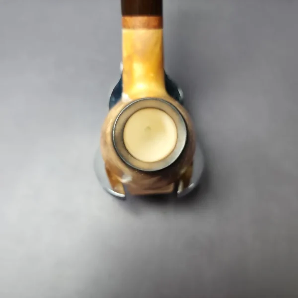 MBSD Meerschaum Deluxe Smooth Fumed Brandy Block Meerschaum Pipe, Briar-Mortise, New - Image 5