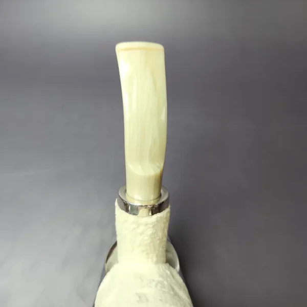 MBSD Meerschaum Silver Reverse Calabash Brick Stack Block Meerschaum Pipe, New - Image 6