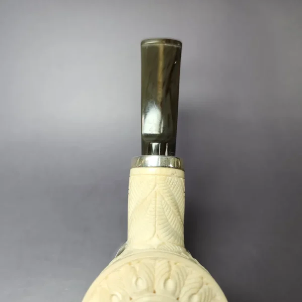 MBSD Meerschaum Silver Floral Bullcap Rev Calabash Block Meerschaum Pipe, New - Image 6