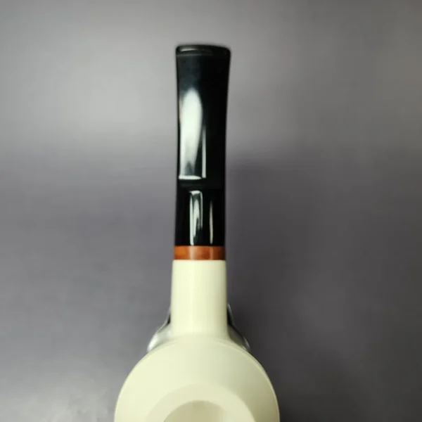MBSD Meerschaum Deluxe Smooth Bullcap Block Meerschaum Pipe, Briar-Mortise, New - Image 6
