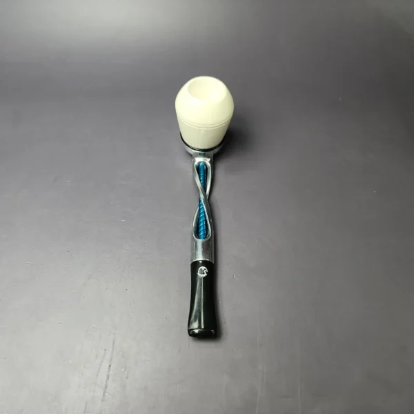 Falcon Shillelagh Blue w/ Smooth Rhodesian MBSD Meerschaum Bowl Pipe, New - Image 6