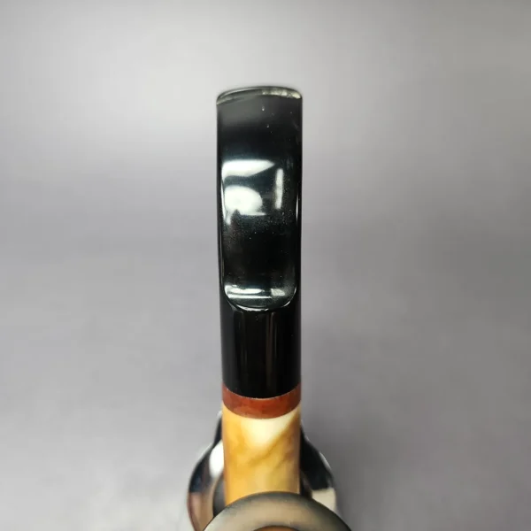 MBSD Meerschaum Deluxe Fumed Bent Billiard Block Meerschaum Pipe, Briar-Mortise, New - Image 6