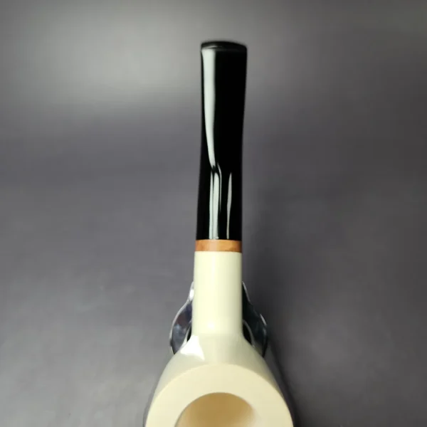 MBSD Meerschaum Deluxe Smooth Large Billiard Block Meerschaum Pipe, Briar-Mortise, New - Image 6