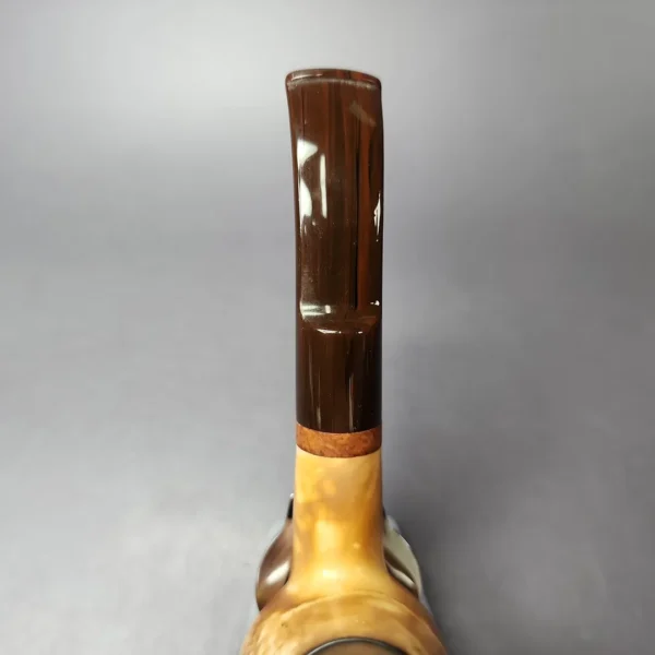 MBSD Meerschaum Deluxe Smooth Fumed Brandy Block Meerschaum Pipe, Briar-Mortise, New - Image 6