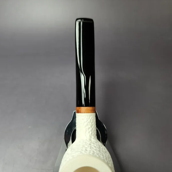 MBSD Meerschaum Deluxe Rusticated Large Billiard Block Meerschaum Pipe, Briar-Mortise, New - Image 6