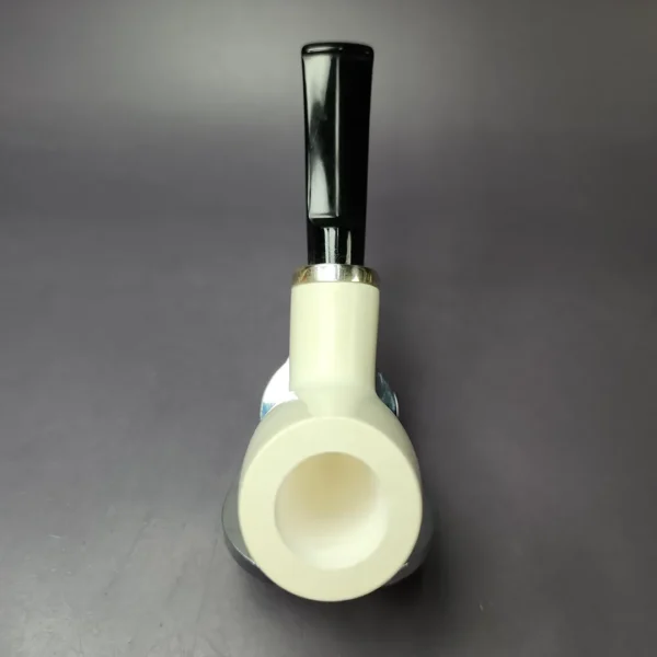 MBSD Meerschaum Silver Smooth Rev Calabash Brandy Block Meerschaum Pipe, New - Image 7
