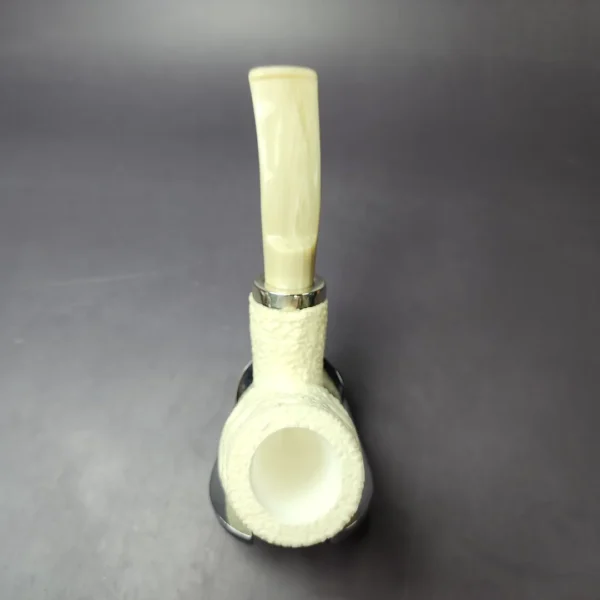 MBSD Meerschaum Silver Reverse Calabash Brick Stack Block Meerschaum Pipe, New - Image 7