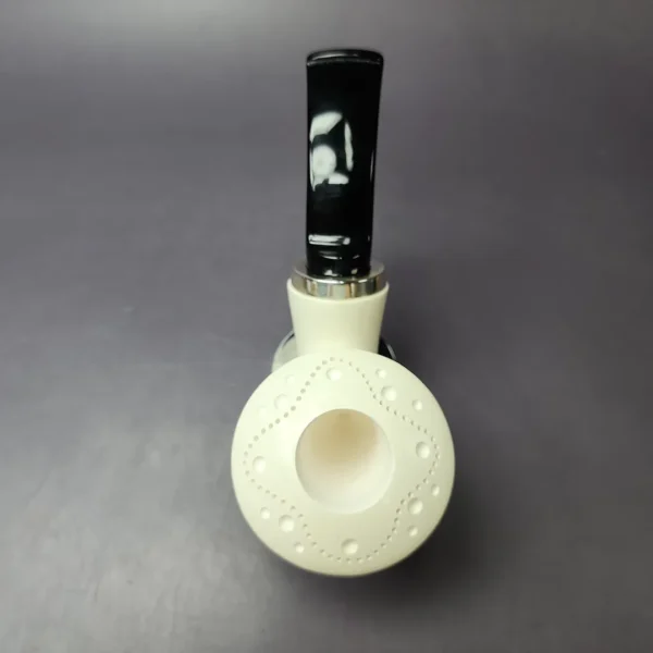 MBSD Meerschaum Silver Lattice Rhodesian Reverse Calabash Block Meerschaum Pipe, New - Image 7