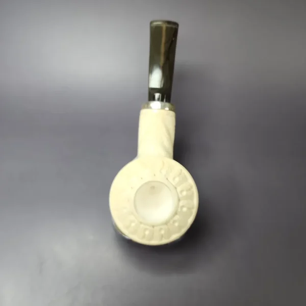 MBSD Meerschaum Silver Floral Bullcap Rev Calabash Block Meerschaum Pipe, New - Image 7