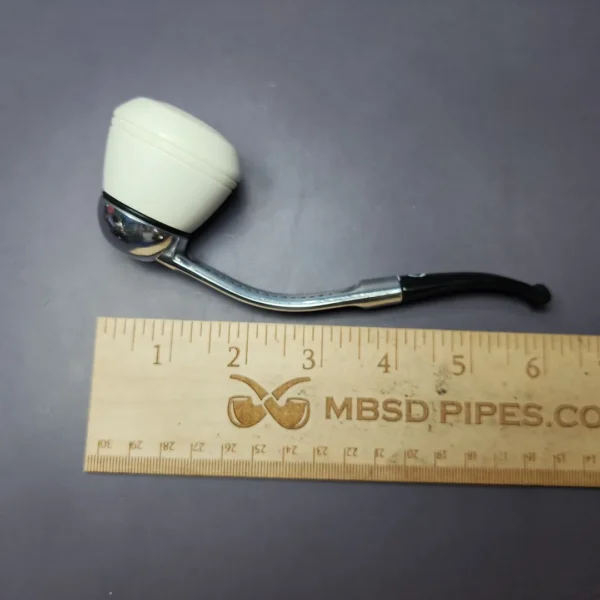 Falcon Chrome Dental w/ MBSD Meerschaum Rhodesian Block Meerschaum Bowl Pipe, New - Image 7