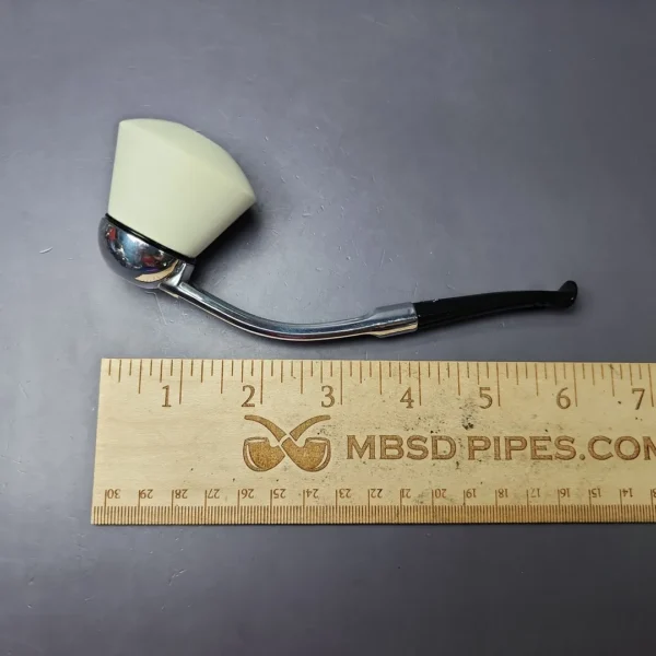 Falcon Chrome Dental w/ MBSD Meerschaum Dublin Block Meerschaum Bowl Pipe, New - Image 7