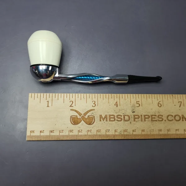 Falcon Shillelagh Blue w/ Smooth Rhodesian MBSD Meerschaum Bowl Pipe, New - Image 7