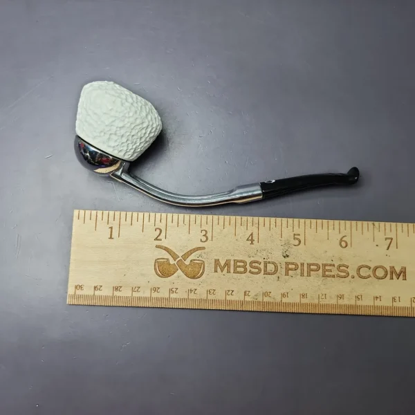Falcon Chrome Dental w/ MBSD Meerschaum Dublin Block Meerschaum Bowl Pipe, New - Image 7