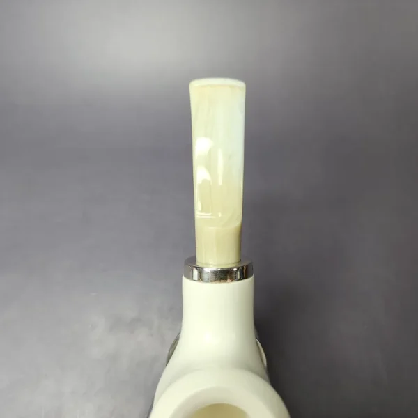 MBSD Meerschaum Silver Smooth Volcano Reverse Calabash Block Meerschaum Pipe, New - Image 7