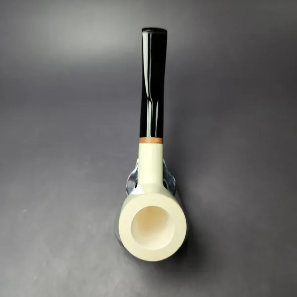 MBSD Meerschaum Deluxe Smooth Large Billiard Block Meerschaum Pipe, Briar-Mortise, New - Image 7