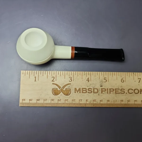 MBSD Meerschaum Deluxe Smooth Bullcap Block Meerschaum Pipe, Briar-Mortise, New - Image 8