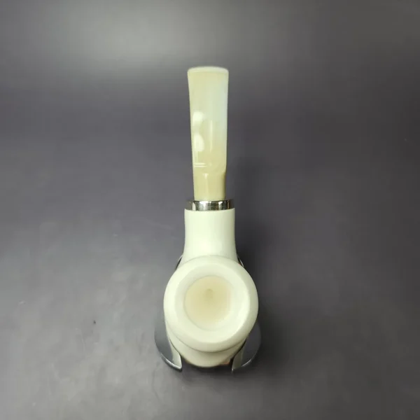 MBSD Meerschaum Silver Smooth Volcano Reverse Calabash Block Meerschaum Pipe, New - Image 8