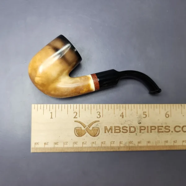 MBSD Meerschaum Deluxe Fumed Bent Billiard Block Meerschaum Pipe, Briar-Mortise, New - Image 8