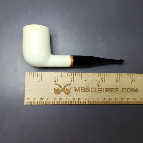 MBSD Meerschaum Deluxe Smooth Large Billiard Block Meerschaum Pipe, Briar-Mortise, New - Image 8