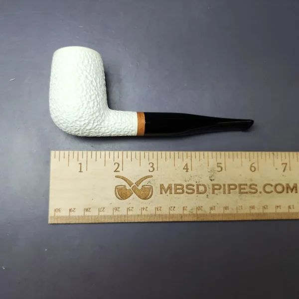 MBSD Meerschaum Deluxe Rusticated Large Billiard Block Meerschaum Pipe, Briar-Mortise, New - Image 8