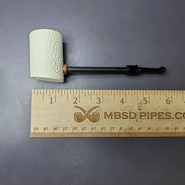 MBSD Meerschaum Deluxe Rusticated Poker Block Meerschaum Pipe, New - Image 9
