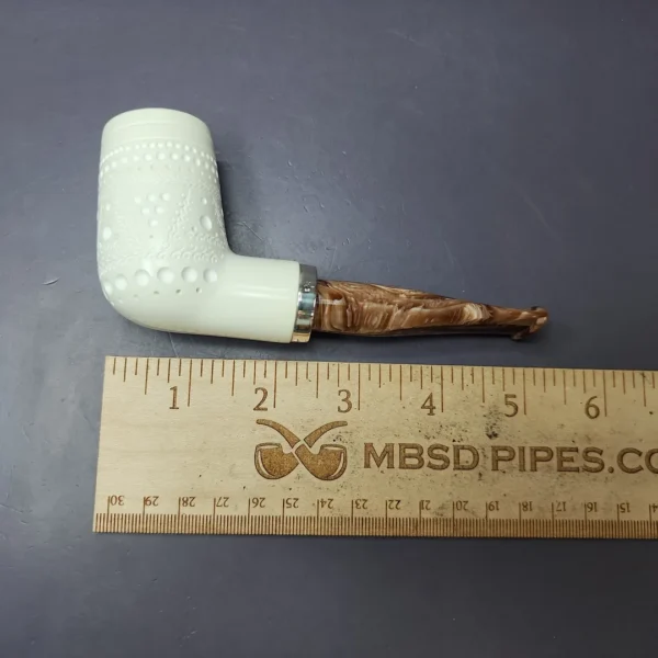 MBSD Meerschaum Silver Lattice Stack Reverse Calabash Block Meerschaum Pipe, New - Image 9