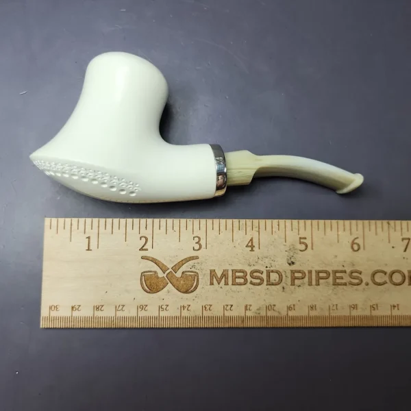 MBSD Meerschaum Silver Smooth Volcano Reverse Calabash Block Meerschaum Pipe, New - Image 9