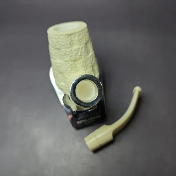 MBSD Meerschaum Silver Reverse Calabash Brick Stack Block Meerschaum Pipe, New - Image 10