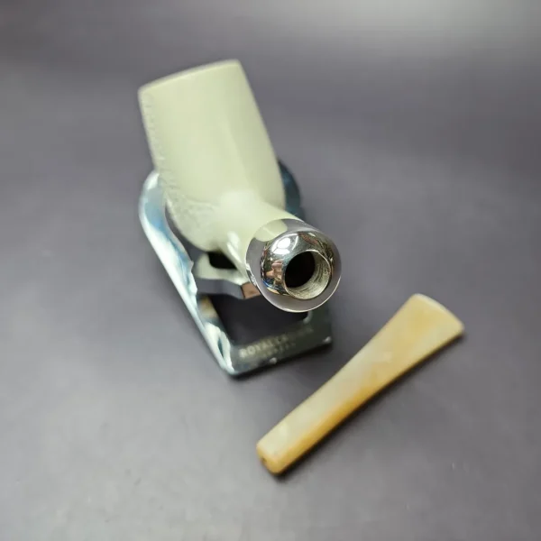 MBSD Meerschaum Silver Army Mount Billiard Block Meerschaum Pipe, New - Image 10