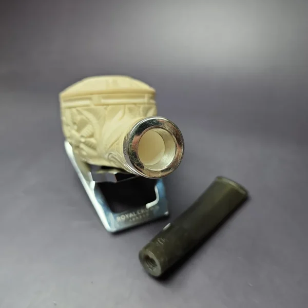 MBSD Meerschaum Silver Floral Bullcap Rev Calabash Block Meerschaum Pipe, New - Image 10