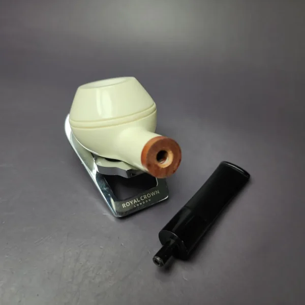 MBSD Meerschaum Deluxe Smooth Bullcap Block Meerschaum Pipe, Briar-Mortise, New - Image 10