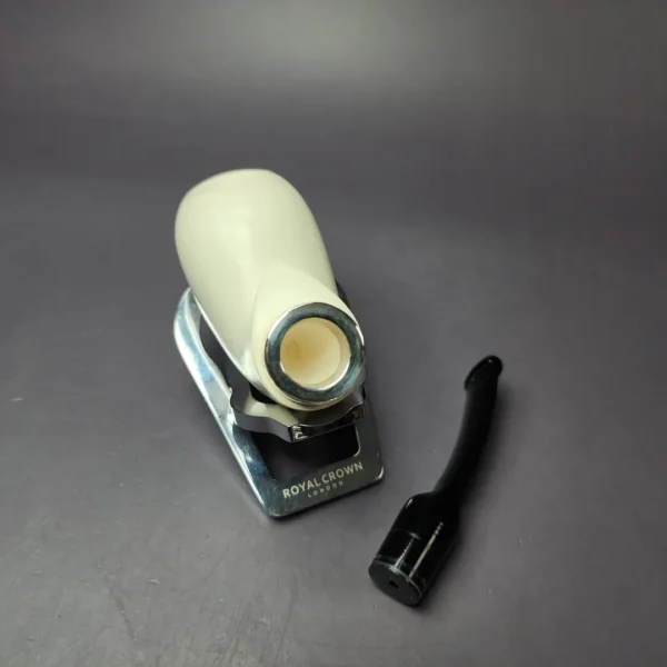 MBSD Meerschaum Silver Smooth Fish Reverse Calabash Block Meerschaum Pipe, New - Image 10