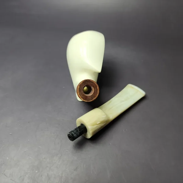 MBSD Meerschaum Deluxe Blowfish Sitter Block Meerschaum Pipe, Briar-Mortise, New - Image 10
