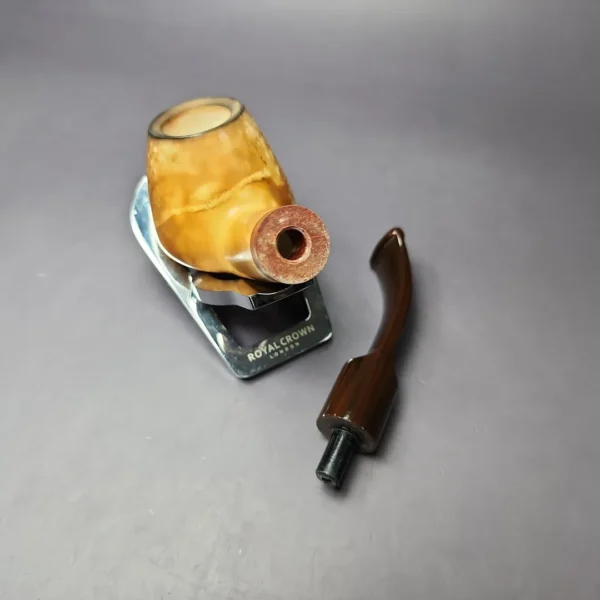 MBSD Meerschaum Deluxe Smooth Fumed Brandy Block Meerschaum Pipe, Briar-Mortise, New - Image 10