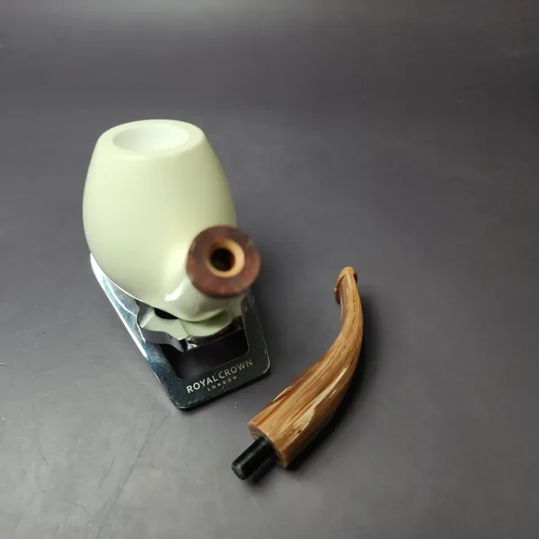 MBSD Meerschaum Deluxe Smooth Egg Block Meerschaum Pipe, Briar-Mortise, New - Image 10