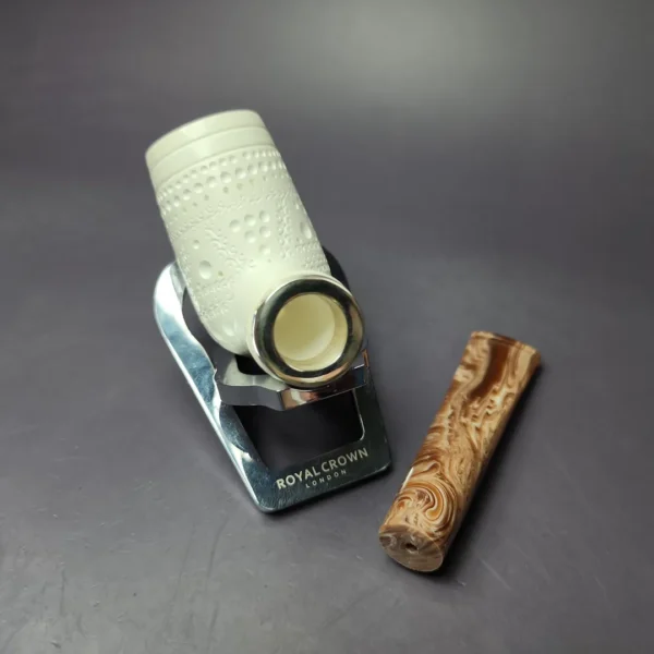 MBSD Meerschaum Silver Lattice Stack Reverse Calabash Block Meerschaum Pipe, New - Image 11